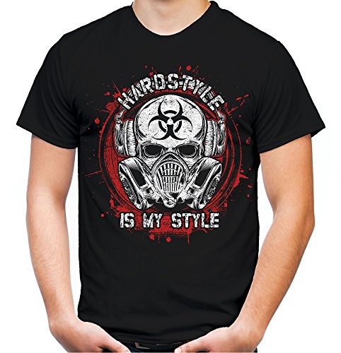 Hardstyle is My Style Männer und Herren T-Shirt | Music Gabba Rave ||| M10 (4XL, Schwarz Druck Rot) von Uglyshirt89