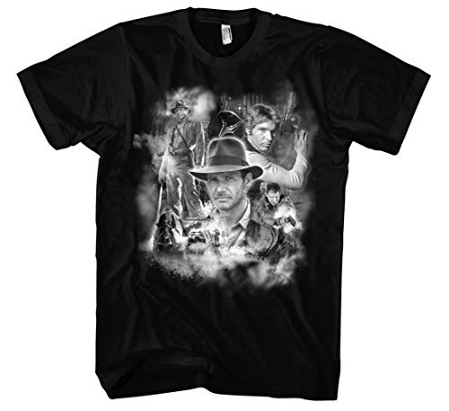 Harrison Ford Männer und Herren T-Shirt | Vintage Indiana Jones Retro Kult (3XL, Schwarz Druck:Weiß) von Uglyshirt89