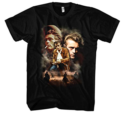 James Dean Männer und Herren T-Shirt | Vintage Rockabilly Retro Kult (4XL, Schwarz Druck:Bunt) von Uglyshirt89