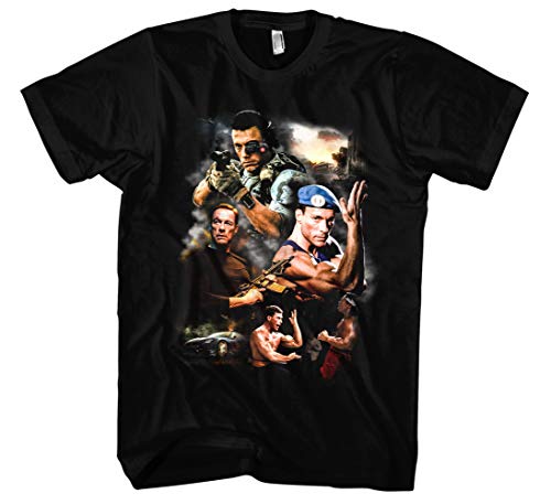 Jean Claude Van Damme Männer und Herren T-Shirt | Vintage JCVD Retro Kult (XXL, Schwarz Druck:Bunt) von Uglyshirt89