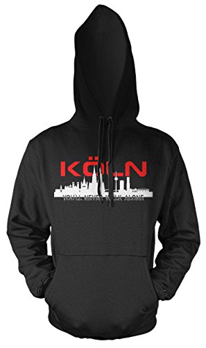 Köln Skyline Männer und Herren Kapuzenpullover | Fussball Ultras Aufstieg Geschenk (XL, Schwarz) von Uglyshirt89