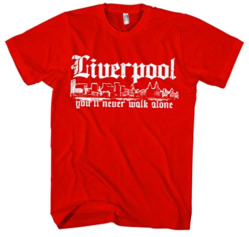 Liverpool Skyline Männer und Herren T-Shirt | Stadt Sport Fussball Trikot Ultras | M1 (M, Rot) von Uglyshirt89