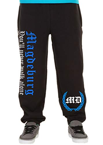 Magdeburg Never Walk Alone Männer und Herren Jogginghose | Fussball Ultras Fan | M2 (L, Schwarz) von Uglyshirt89