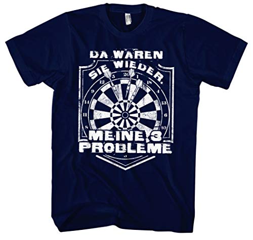 Meine 3 Probleme Männer Herren T-Shirt | Dart Dartboard Sport One Hundred and Eighty (XXL, Navy) von Uglyshirt89