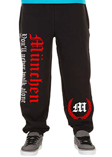 München Never Walk Alone Männer und Herren Jogginghose | Fussball Ultras Fan | M2 (XL, Schwarz) von Uglyshirt89