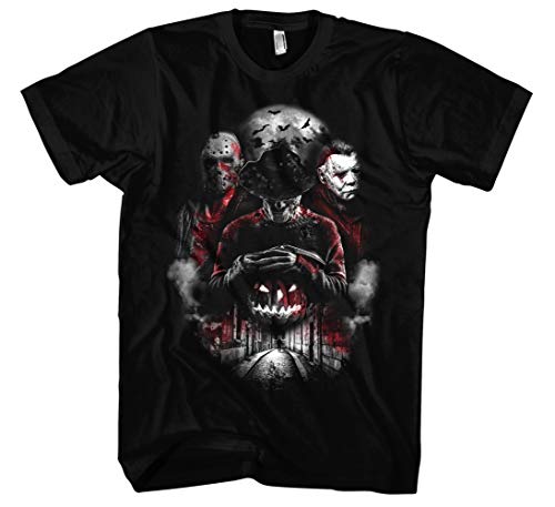 Nightmare Gang Männer und Herren T-Shirt | Freddy Michael Myers Jason Voorhees (4XL, Schwarz) von Uglyshirt89