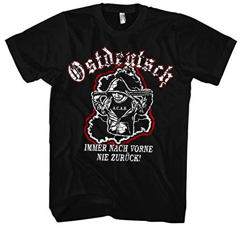 Ostdeutsch Männer Herren T-Shirt | Hooligan Hardcore Ultra Abteilung Freizeitsport AF Label (S) Schwarz von Uglyshirt89