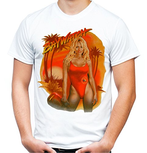 Pamela Baywatch Männer und Herren T-Shirt | David Hasselhoff ||| (XL, Weiß) von Uglyshirt89