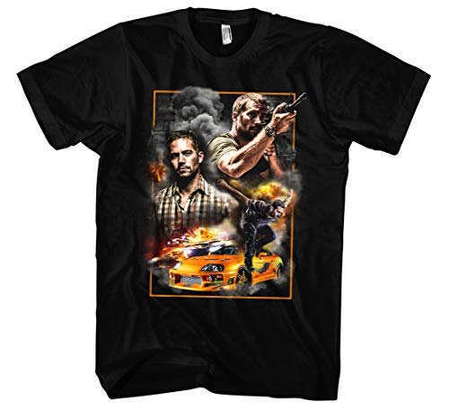 Paul Walker Männer und Herren T-Shirt | Retro Vintage Kult (4XL, Schwarz Druck:Bunt) von Uglyshirt89