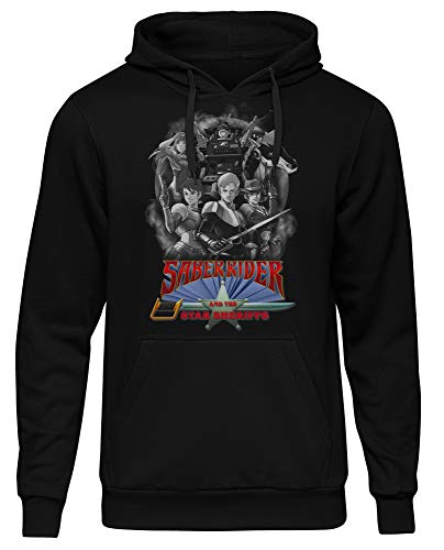 Uglyshirt89 Saber Rider Männer und Herren Kapuzenpullover | He-Man Trickfilm 80er Kult | M2 (L, Schwarz) von Uglyshirt89