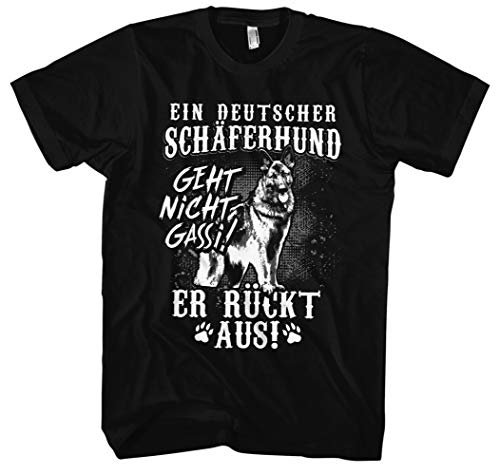 Schäferhund rückt aus! Männer Herren T-Shirt | Welpe Hunderasse Gassi Liebhaber (3XL, Druck: Weiß) von Uglyshirt89