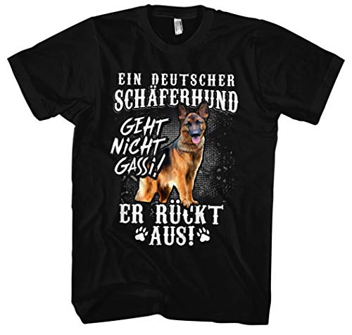 Schäferhund rückt aus! Männer Herren T-Shirt | Welpe Hunderasse Gassi Liebhaber (L, Druck: Bunt) von Uglyshirt89