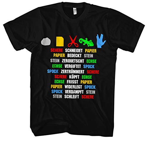 Stein, Papier, Schere, Echse, Spock Männer Herren T-Shirt | Spiel Sheldon Fun | M1 (L, Druck: Bunt) von Uglyshirt89