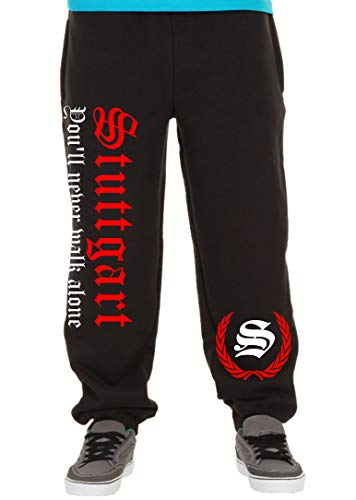 Stuttgart Never Walk Alone Männer und Herren Jogginghose | Fussball Ultras Fan | M2 (XXL, Schwarz) von Uglyshirt89