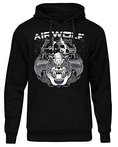 Uglyshirt89 Airwolf Männer Herren Kapuzenpullover | Hawke USA Logo Helikopter Hubschrauber (M) von Uglyshirt89