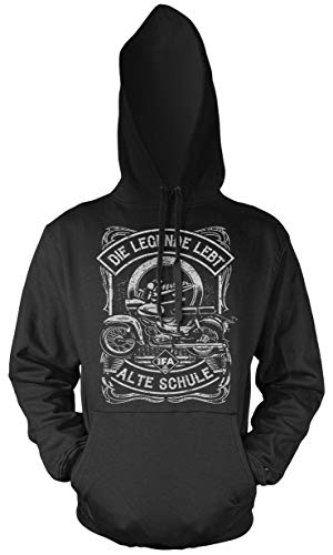 Uglyshirt89 Alte Schule Simson Männer und Herren Kapuzenpullover | Verschiedene Modelle S50 S51 Schwalbe Star Duo Habicht DDR (L, Schwarz Druck: Star) von Uglyshirt89