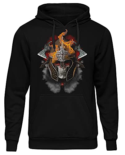 Uglyshirt89 Barbarian Skull Kapuzenpullover | Wikinger Kleidung Herren - Wikinger Tshirt Pullover - Odin Hoodie Herren - Vikings - Krieger | M3 (4XL) von Uglyshirt89