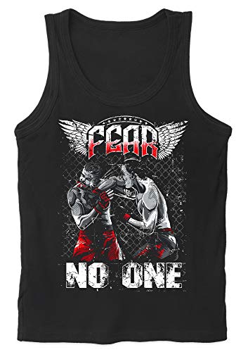 Uglyshirt89 Fear No One Herren Tank Top | Warrior Gym MMA Kampfsport Fighter Kickboxen (XXL) von Uglyshirt89