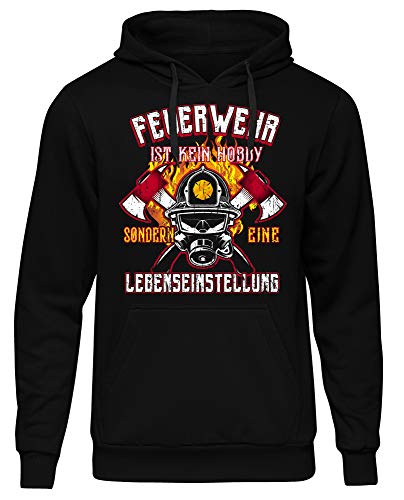 Uglyshirt89 Feuerwehr Männer Herren Kapuzenpullover | 112 Feuerwehrmann Freiwillige Kameradschaft Logo | M3 (XL) von Uglyshirt89