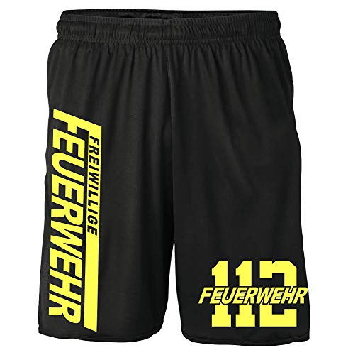 Uglyshirt89 Feuerwehr Shorts | Logo 112 FFW Freiwillige Hose | M4 (S) von Uglyshirt89
