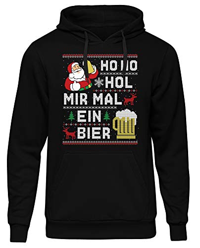Ho Ho HOL mal Bier Herren Kapuzenpullover | Weihnachtsmann - Weihnachts Pullover - Xmas Weihnachten Hoodie Christmas | M2 (XL) von Uglyshirt89