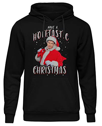 Uglyshirt89 Hofftastic Christmas Männer Herren Kapuzenpullover | Weihnachten Weihnachtsmann X-Mas Kostüm David Hasselhoff Santa (S) von Uglyshirt89