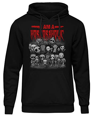 Uglyshirt89 Horroraholic Männer Herren Kapuzenpullover | Horror Halloween Grusel Friends Nightmare Freddy Jason Clown (XXL) von Uglyshirt89