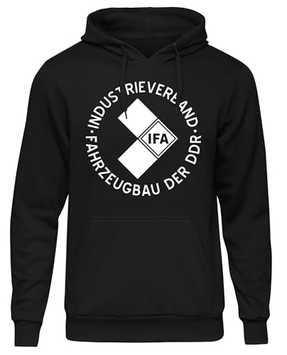 Uglyshirt89 IFA Kapuzenpullover | DDR Hoodie mit IFA Logo – Pullover für Männer – Ostdeutschland Szene Kleidung Oldtimer Traktor Motorrad | M1 Schwarz (XXL) von Uglyshirt89