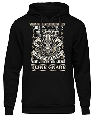 Uglyshirt89 Keine Gnade Männer Herren Kapuzenpullover | Odin Spruch Vikings Wikinger Thor Valhalla Gott (XXL) von Uglyshirt89