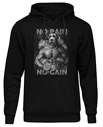 Uglyshirt89 No Pain No Gain Kapuzenpullover | Sport Bodybuilding Logo Workout Fitness Gym Pullover Hoodie | M2 (3XL) von Uglyshirt89