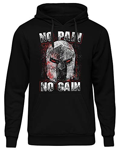 Uglyshirt89 No Pain No Gain Männer Herren Kapuzenpullover | Gym Muskel Bodybuilding Kraftsport Fitness Training Spartan 300 | M1 (L) von Uglyshirt89