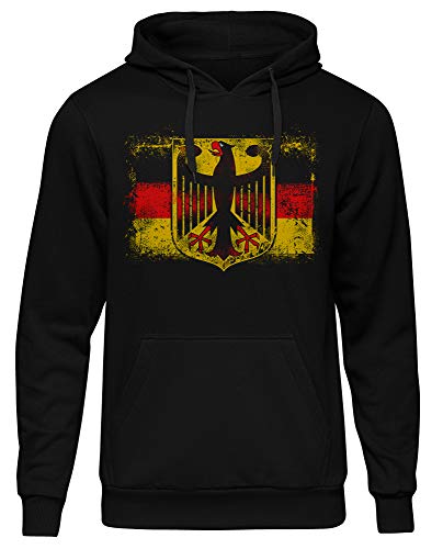 Uglyshirt89 Old School Flag Deutschland Männer Herren Kapuzenpullover | Germany Flagge Fussball Retro Fahne WM EM (XL) von Uglyshirt89