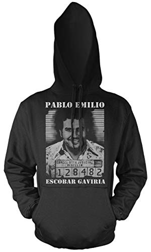 Uglyshirt89 Pablo Escobar Männer und Herren Kapuzenpullover | Mugshot Narcos Kolumbien (XXL, Schwarz) von Uglyshirt89