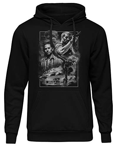 Uglyshirt89 Paul Walker Männer und Herren Kapuzenpullover | Retro Vintage Kult (L, Schwarz Druck:Weiß) von Uglyshirt89