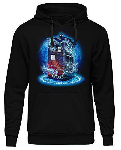 Uglyshirt89 Police Box Männer Herren Kapuzenpullover | Doctor Dalek Tardis Who Logo (3XL) von Uglyshirt89