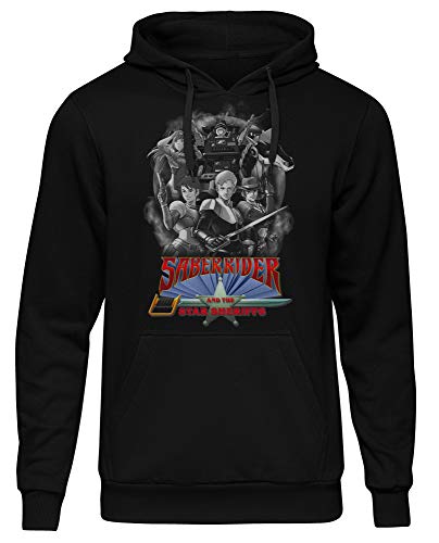 Uglyshirt89 Saber Rider Männer und Herren Kapuzenpullover | He-Man Trickfilm 80er Kult | M2 (4XL, Schwarz) von Uglyshirt89