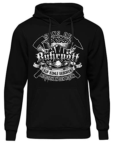 Uglyshirt89 Sons of Ruhrpott Männer Herren Kapuzenpullover | Ruhrgebiet Revier Glück auf Bergbau Kumpel Fussball | M11 (XL) von Uglyshirt89