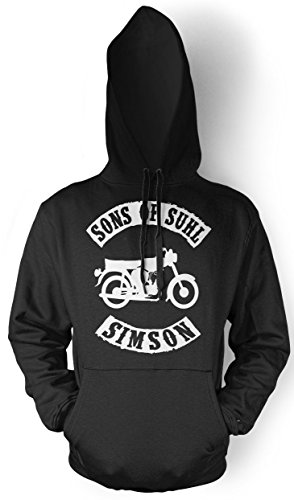 Uglyshirt89 Sons of Suhl Männer und Herren Kapuzenpullover | Simson DDR Osten Schwalbe Trabant Wartburg (L, Schwarz) von Uglyshirt89