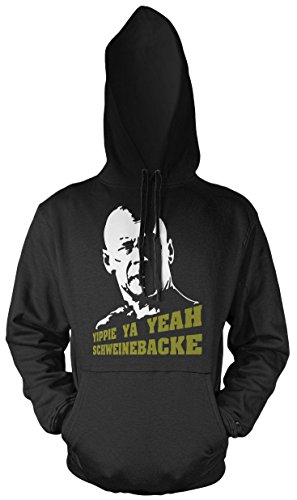 Uglyshirt89 Stirb Langsam Männer und Herren Kapuzenpullover | Spruch Bruce Willis die Hard Geschenk (4XL, Schwarz) von Uglyshirt89