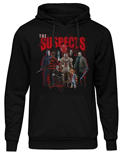 Uglyshirt89 The Suspects Herren Kapuzenpullover | Horror Pullover Herren - Jason Voorhees Hoodie - Halloween - Es Pullover Clown - Michael Myers Hoodie Herren (3XL) von Uglyshirt89