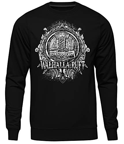 Uglyshirt89 Walhalla Ruft Männer Herren Pullover | Wikinger Odin Thor Vikings Berserker Walhalla (XL) von Uglyshirt89