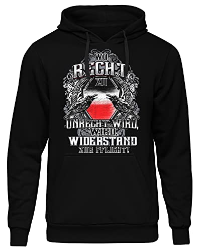 Uglyshirt89 Wo Recht zu Unrecht Wird Männer Herren Kapuzenpullover | Deutschland Kaiser Preußen Revolution Osten Aufstand Putsch | M2 (XXL) von Uglyshirt89