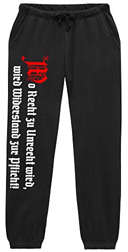 Uglyshirt89 Wo Recht zu Unrecht Wird Männer und Herren Jogginghose | Revolution Osten Zitat (XL, Schwarz) von Uglyshirt89