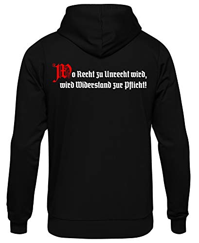Uglyshirt89 Wo Recht zu Unrecht Wird Männer und Herren Kapuzenpullover | Revolution Osten Aufstand Putsch | FB (XL, Schwarz) von Uglyshirt89