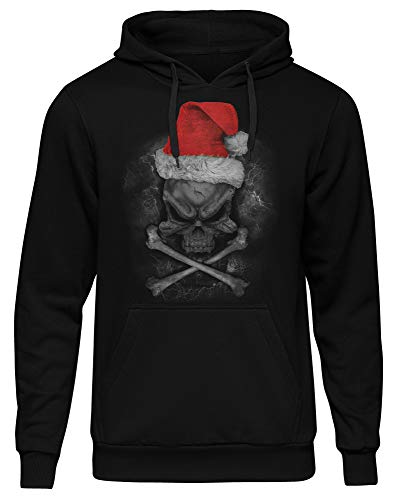 Uglyshirt89 X-Mas Skull Männer Herren Kapuzenpullover | Weihnachten Weihnachtsmann Kostüm Deko Totenkopf Santa Christmas (4XL) von Uglyshirt89