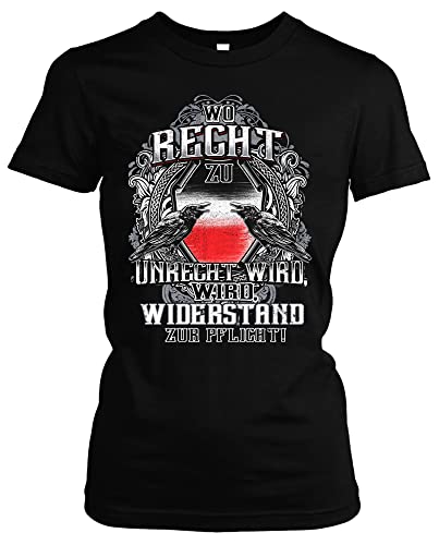 Wo Recht zu Unrecht Wird Damen Girlie T-Shirt | Deutschland Kaiser Preußen Revolution Osten Aufstand Putsch | M2 (S) von Uglyshirt89