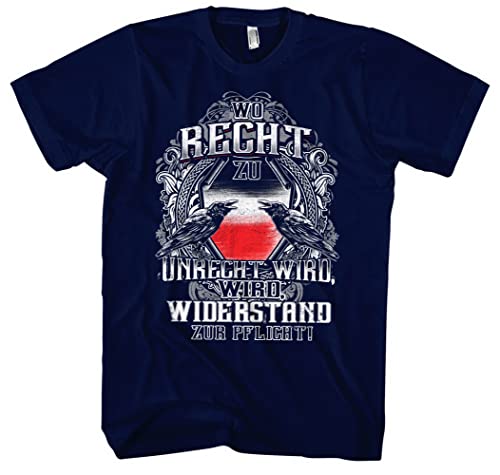 Wo Recht zu Unrecht Wird Männer Herren T-Shirt | Deutschland Kaiser Preußen Revolution Osten Aufstand Putsch | M2 (M, Navy) von Uglyshirt89