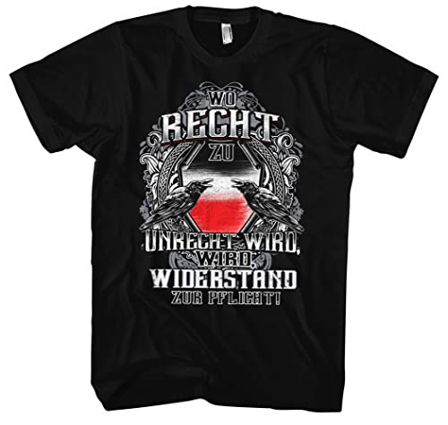 Wo Recht zu Unrecht Wird Männer Herren T-Shirt | Deutschland Kaiser Preußen Revolution Osten Aufstand Putsch | M2 (S, Schwarz) von Uglyshirt89