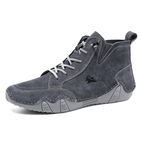 Uhclrr Freizeitschuhe Bequemes Fahren Herren Lederschuhe Wildleder Freizeitnähte Handgemachte Walking Oxford Business Kleidung Büroarbeit(44 EU, Gray) von Uhclrr