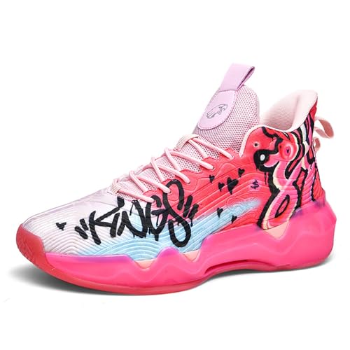 Uhclrr Herren Basketball Schuhe Gym Sportschuhe Anti Rutsch Basketball Schuhe Outdoor Jungen Basketball Schuhe(38 EU, Pink) von Uhclrr